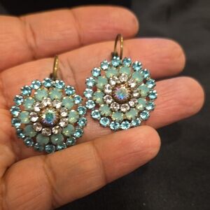 Dazzling Turquoise and Gold Floral Earrings